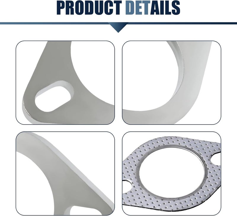 Bawkars 2 PCS Car Exhaust Flange Gasket, Stainless Steel 2 Exhaust Bolts and Nuts Kit, 2.5" High Temperature Catalytic Converter Gasket, Exhaust Flange Repair Kit Universal for Most Car (Silver) - Image 3